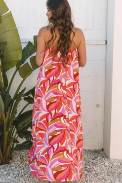 New Dear-Lover Floral High Low Bandeau Vacay Dress Rose