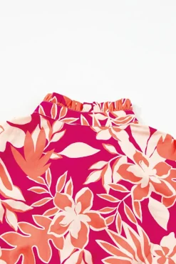 Outlet Dear-Lover Floral Print Buttoned Smocked High Waist Maxi Dress Rose