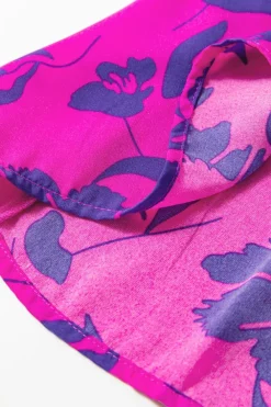 Sale Dear-Lover Floral Print Tiered Frilled Trim Flutter Sleeve Maxi Dress Rose