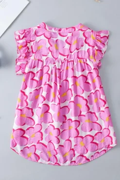 Hot Dear-Lover Floral Ruffled Sleeve Babydoll Blouse Rose