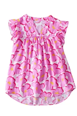 Hot Dear-Lover Floral Ruffled Sleeve Babydoll Blouse Rose