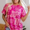 Online Dear-Lover Howdy Cowboy Letter Printed Western Fashion Tee Rose