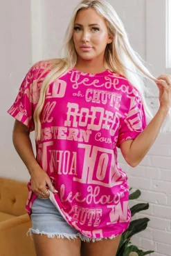 Online Dear-Lover Howdy Cowboy Letter Printed Western Fashion Tee Rose