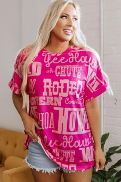 Online Dear-Lover Howdy Cowboy Letter Printed Western Fashion Tee Rose