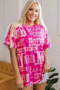 Online Dear-Lover Howdy Cowboy Letter Printed Western Fashion Tee Rose