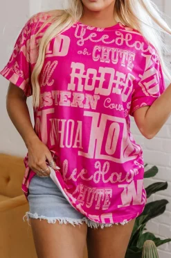 Online Dear-Lover Howdy Cowboy Letter Printed Western Fashion Tee Rose