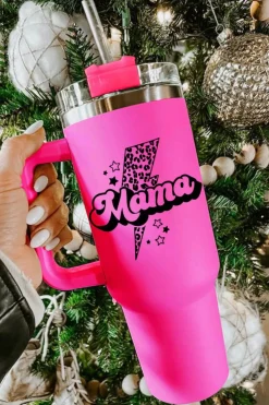 Outlet Dear-Lover Mama Leopard Lightning Print Portable Cup with Handle 40oz Rose