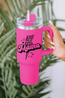 Outlet Dear-Lover Mama Leopard Lightning Print Portable Cup with Handle 40oz Rose
