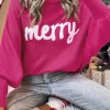 Clearance Dear-Lover Merry Letter Embroidered High Neck Sweater Rose