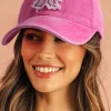 New Dear-Lover Bow Knot Patchwork Washed Adjustable Baseball Cap Rose Red