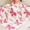 Best Dear-Lover Bow Printed Cozy Soft Throw Blanket Rose Red
