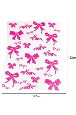 Best Dear-Lover Bow Printed Cozy Soft Throw Blanket Rose Red