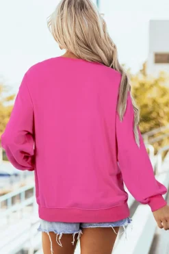 Best Dear-Lover Christmas Holly Jolly Babe Graphic Oversized Sweatshirt Rose Red