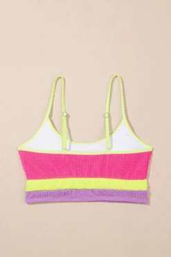 Clearance Dear-Lover Color Block High Waisted Sexy Bikini Set Rose Red