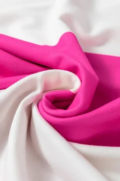Fashion Dear-Lover Colorblock Striped Drop Shoulder Long Sleeve Top Rose Red