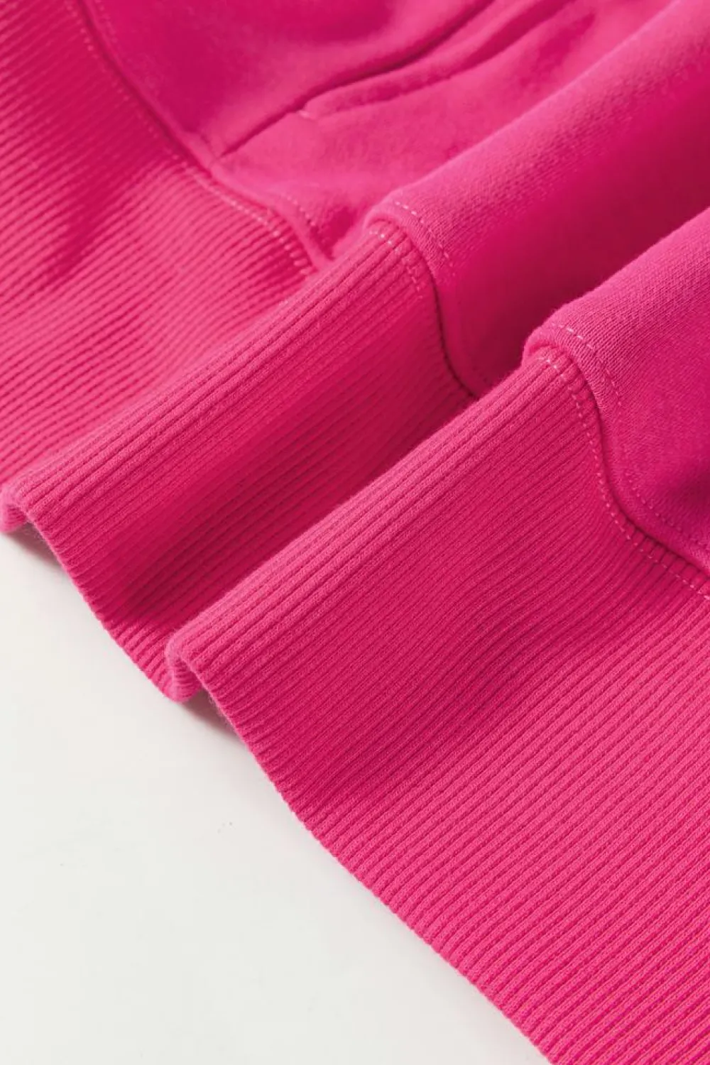 New Dear-Lover Drop Shoulder Crisscross Stitching Pocketed Loose Sweatshirt Rose Red