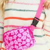 Discount Dear-Lover Flower Print Wide Belt Buckle Zipper Crossbody Bag Rose Red