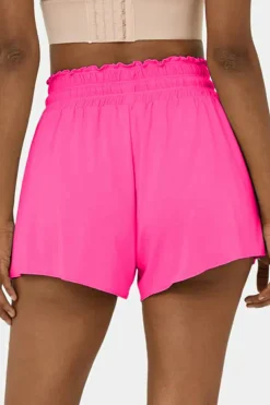 Fashion Dear-Lover Frilly High Waist Petal Wrap Swim Shorts Rose Red