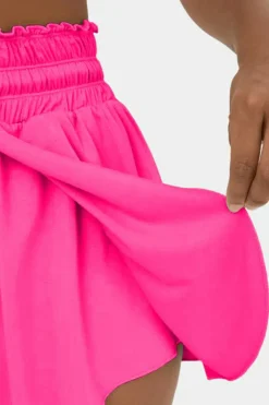 Fashion Dear-Lover Frilly High Waist Petal Wrap Swim Shorts Rose Red