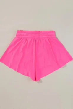 Fashion Dear-Lover Frilly High Waist Petal Wrap Swim Shorts Rose Red