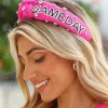 Best Dear-Lover GAME DAY Rugby Football Season Diamond Knotted Headband Rose Red
