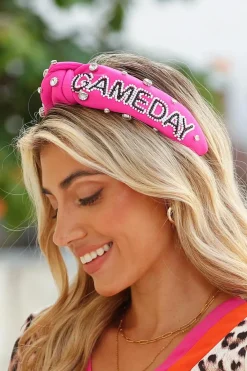 Best Dear-Lover GAME DAY Rugby Football Season Diamond Knotted Headband Rose Red