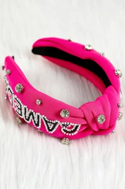 Best Dear-Lover GAME DAY Rugby Football Season Diamond Knotted Headband Rose Red