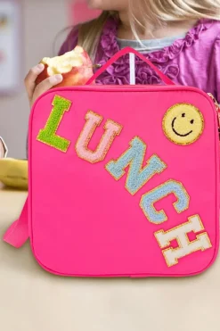 Best Dear-Lover Glitter Chenille Zipper Detachable Strap Insulated Bag Rose Red