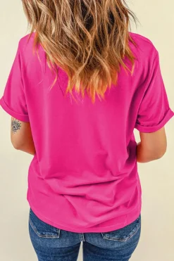 Outlet Dear-Lover Glitter Easter Bunny Graphic Crew Neck Tee Rose Red