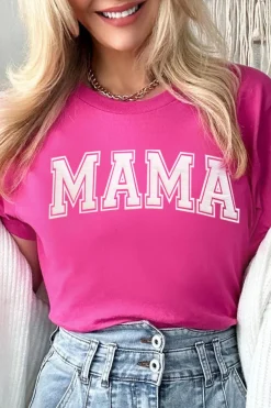 New Dear-Lover MAMA Graphic Crew Neck Tee Rose Red