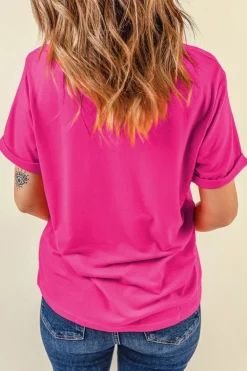 New Dear-Lover MAMA Graphic Crew Neck Tee Rose Red