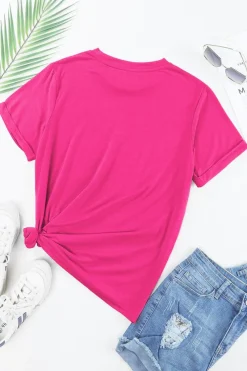 New Dear-Lover MAMA Graphic Crew Neck Tee Rose Red