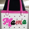 New Dear-Lover mama Print Self-assembly Straps Hollowed EVA Beach Bag Rose Red