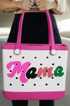 New Dear-Lover mama Print Self-assembly Straps Hollowed EVA Beach Bag Rose Red
