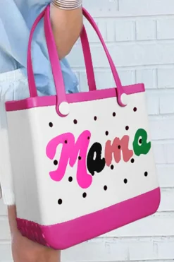 New Dear-Lover mama Print Self-assembly Straps Hollowed EVA Beach Bag Rose Red