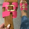 Hot Dear-Lover Metal Decor Cut Out Square Toe Slippers Rose Red