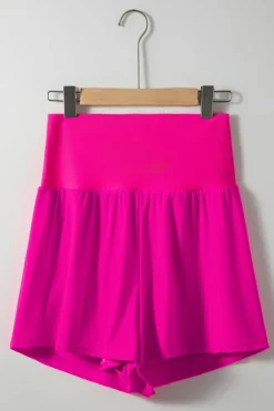 Fashion Dear-Lover Pocketed Wide Waistband Swim Shorts Rose Red