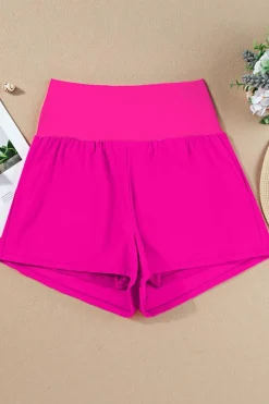 Fashion Dear-Lover Pocketed Wide Waistband Swim Shorts Rose Red