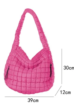 Online Dear-Lover Quilted Puffy Large Shoulder Bag Rose Red