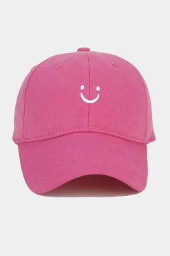 Outlet Dear-Lover Smile Face Embroidered Curved Eave Baseball Cap Rose Red