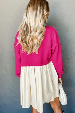 Best Dear-Lover Sweatshirt Poplin Mini Dress Rose Red