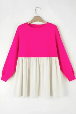 Best Dear-Lover Sweatshirt Poplin Mini Dress Rose Red