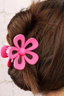 New Dear-Lover Sweet Hollowed Flower Shape Claw Clip Rose Red