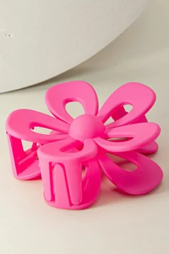 New Dear-Lover Sweet Hollowed Flower Shape Claw Clip Rose Red