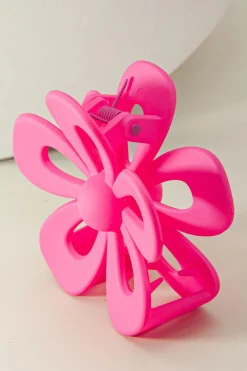 New Dear-Lover Sweet Hollowed Flower Shape Claw Clip Rose Red