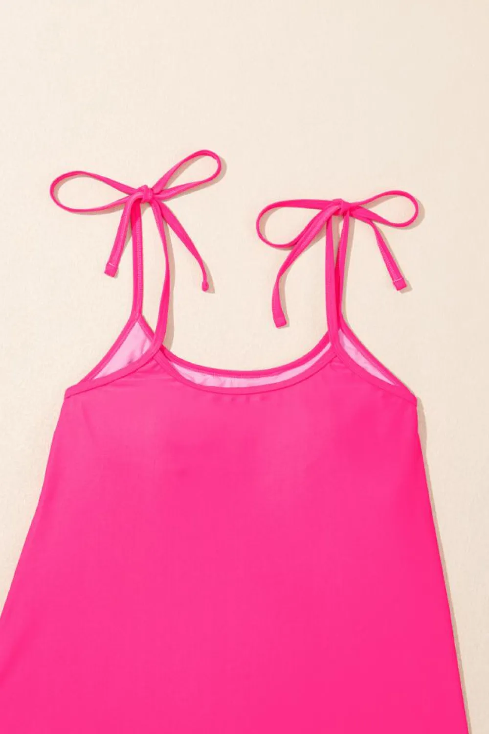 Sale Dear-Lover Tie Shoulder Floral Print Cute Tankini Set Rose Red