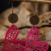 Clearance Dear-Lover Valentine Hollow-out Love Heart Dangle Earrings Rose Red
