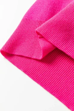 New Dear-Lover YEEHAW Cowboy Hat Drop Shoulder Oversized Sweater Rose Red