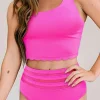 Hot Dear-Lover Scalloped Criss Cross High Waist Bikini Rose