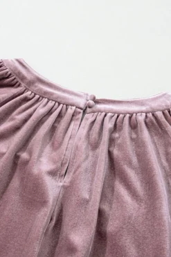 Clearance Dear-Lover Button Keyhole Back Velvet Swing Top Rose Tan